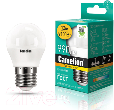 Лампа Camelion LED12-G45/830/E27 / 13694