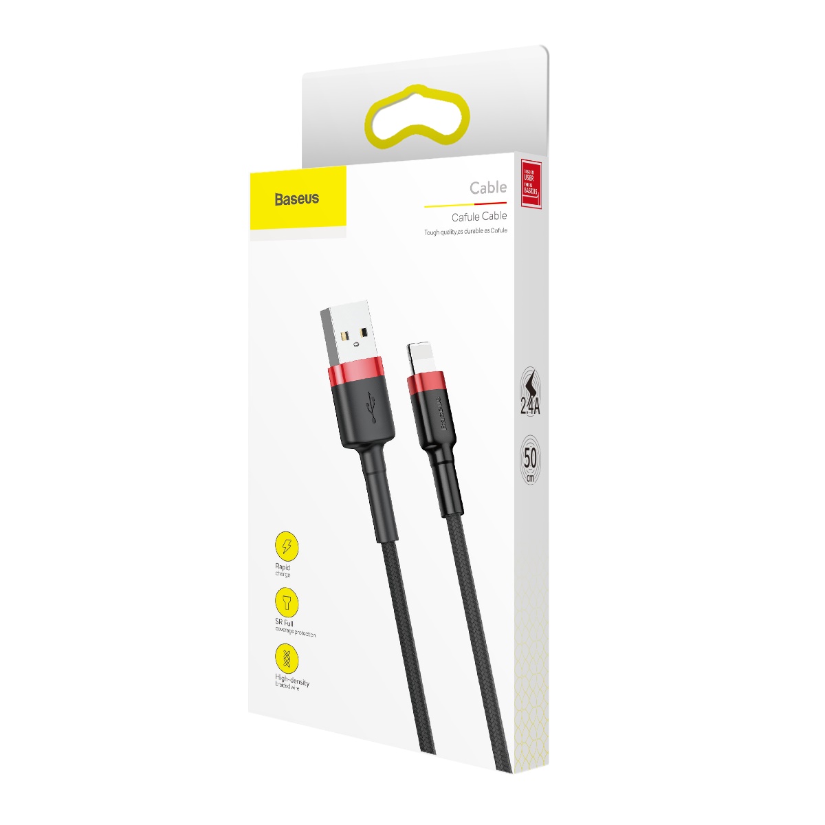 Кабель Baseus Cafule Lightning 2.4A / CALKLF-A19 (0.5м, красный/черный) — фото 6