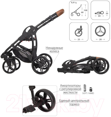 Детская универсальная коляска Kitelli Fortuna Lux 2 в 1 (3/рама черная)