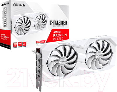 Видеокарта AsRock Radeon RX 6600 Challenger White 8GB (RX6600 CLW 8G)