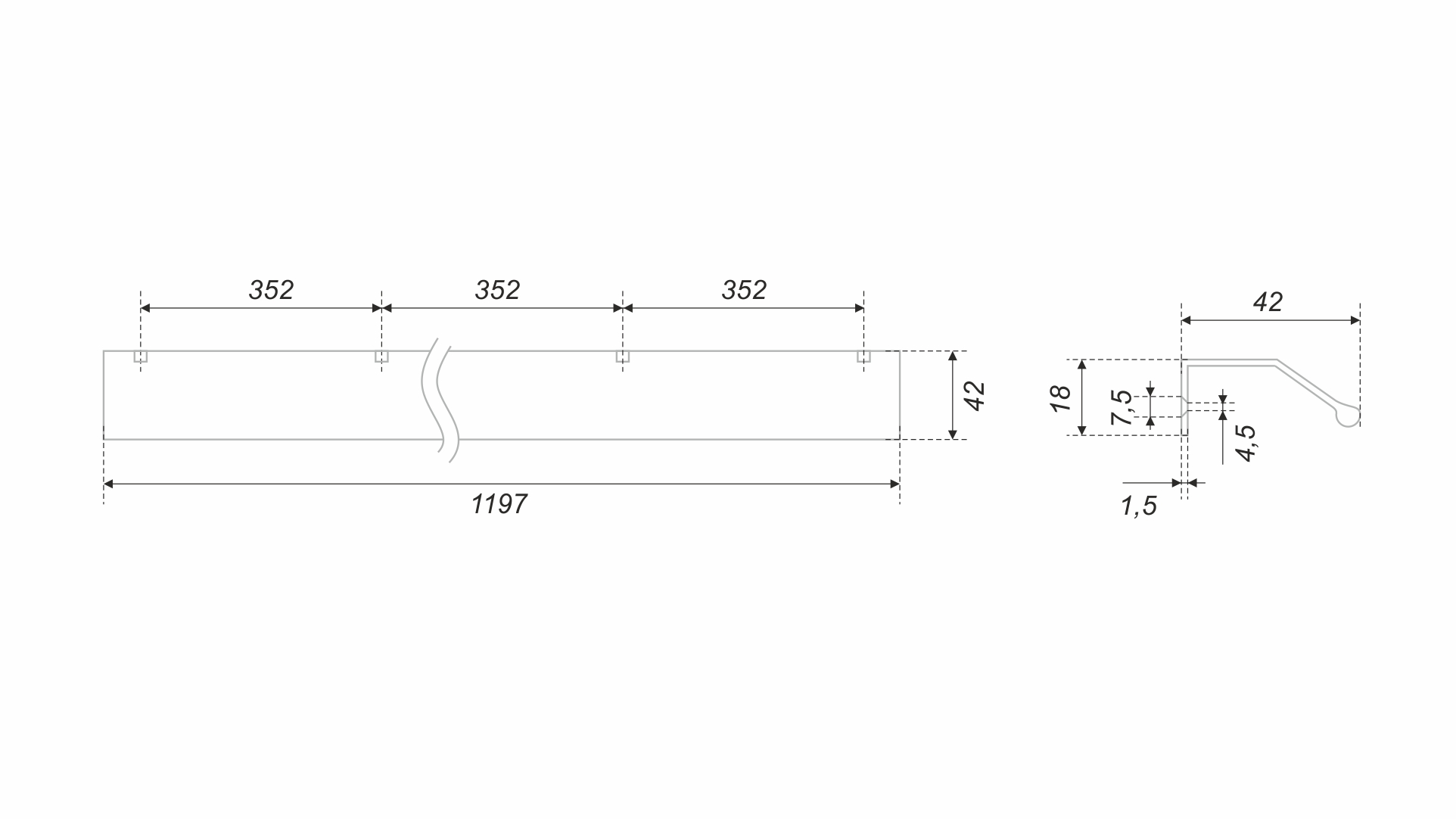 Ручка для мебели Boyard RT112BGR.1/1056/1200 — фото 4