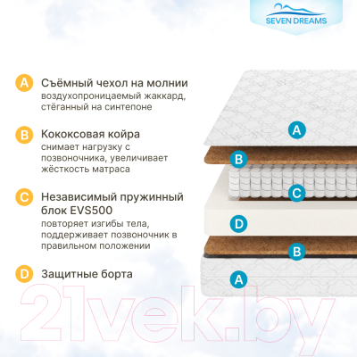 Купить Детский матрас Seven Dreams Dream EVS500 Cocos 415241  