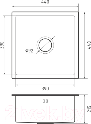 Мойка кухонная GranFest GF-4444 PVD (графит)