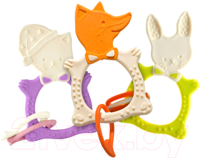 Набор прорезывателей для зубов ROXY-KIDS Bunny / RFM-002 (зеленый/бежевый/сиреневый)