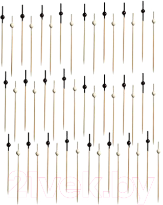 Набор одноразовых шпажек Паксервис Шарики 100мм бамбук / 287399 (200шт, черный/белый)