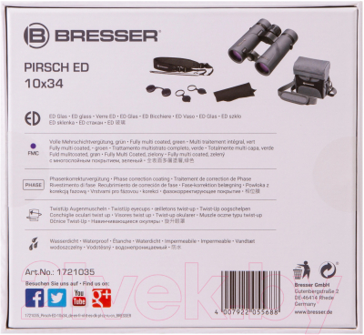 Бинокль Bresser Pirsch ED 10x34 / 74344