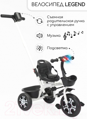 Трехколесный велосипед с ручкой Amarobaby Legend / AB23-36LG/13 (белый)