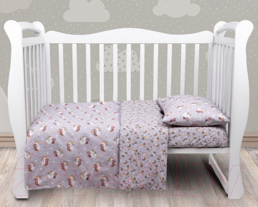 Комплект постельный для малышей Amarobaby Baby Boom Милашка ежик / AMARO-3003-Me