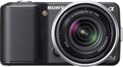 Беззеркальный фотоаппарат Sony Alpha NEX-3K Black - вид спереди