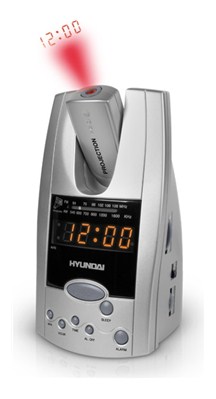 Радиочасы Hyundai H-1506  (Silver-Orange) - общий вид с проекцией времени
