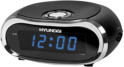 Радиочасы Hyundai H-1528  (Black-Blue) - вид спереди