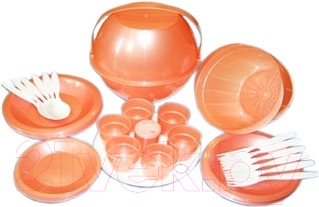 Набор пластиковой посуды Белпласт Пикник с215-2830 (оранжевый)