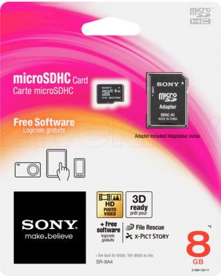 Карта памяти Sony microSDHC (Class 4) 8GB + адаптер (SR8A4T) - общий вид