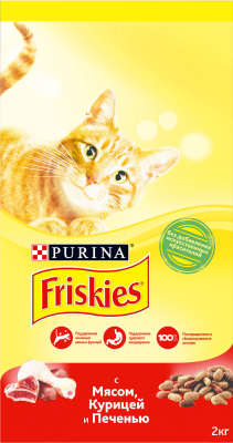Сухой корм для кошек Friskies С мясом, курицей и печенью (10кг)