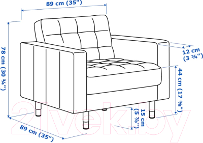 Кресло мягкое Ikea Ландскруна 392.648.20