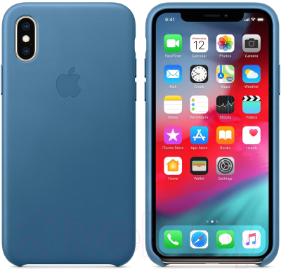 Чехол-накладка Apple Leather Case для iPhone XS Cape Cod Blue / MTET2