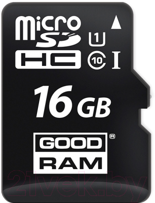Карта памяти Goodram microSDHC UHS-I Class 10 16GB + адаптер (M1AA-0160R12)