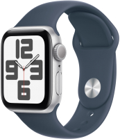 Умные часы Apple Watch SE 2 GPS 40mm / MRE13/A2722 (серебристый, ремешок грозовой синий) - 