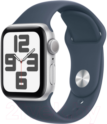 Умные часы Apple Watch SE 2 GPS 40mm / MRE13/A2722 (серебристый, ремешок грозовой синий)