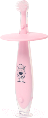 Зубная щетка для новорожденных BabyOno С фиксатором / 551/02 (розовый)