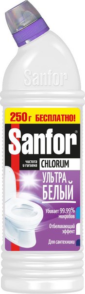 Чистящее средство для унитаза Sanfor Chlorum (750мл+250мл)