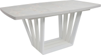 Обеденный стол Listvig Kameron раздвижной 160-205x90 (HPL-платик белый песок Altamira/белый) - 