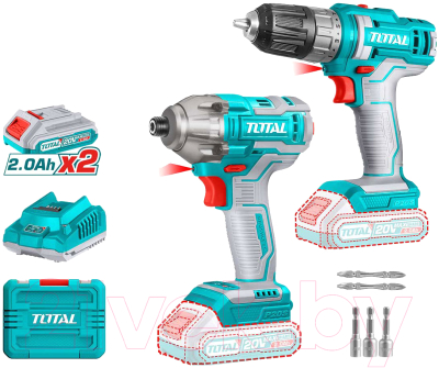 Аккумуляторная дрель-шуруповерт TOTAL Набор аккумуляторных инструментов TOSLI230708