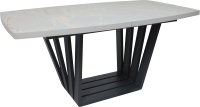 Обеденный стол Listvig Kameron раздвижной 160-205x90 (HPL-платик белый песок Altamira/серый) - 