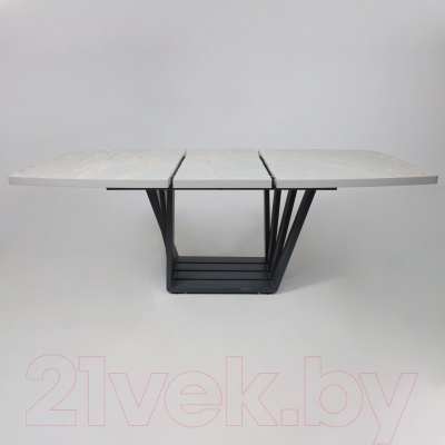 Обеденный стол Listvig Kameron раздвижной 160-205x90 (HPL-платик белый песок Altamira/серый)