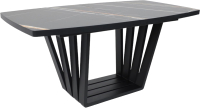 Обеденный стол Listvig Kameron раздвижной 160-205x90  (HPL-платик черный Sahara Noir/черный) - 
