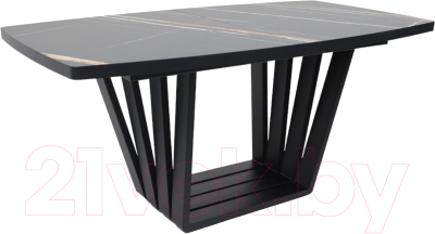 Обеденный стол Listvig Kameron раздвижной 160-205x90  (HPL-платик черный Sahara Noir/черный)