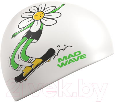 Шапочка для плавания Mad Wave Daisy (белый)