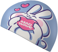 Шапочка для плавания Mad Wave Rabbit heart (голубой) - 