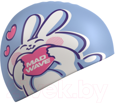 Шапочка для плавания Mad Wave Rabbit heart (голубой)