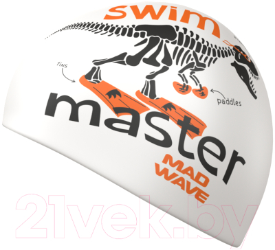 Шапочка для плавания Mad Wave Swim master big (белый)