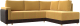 Диван угловой Лига Диванов Лига-024 правый / 119305 (микровельвет желтый/экокожа коричневый/подушки микровельвет желтый) - 