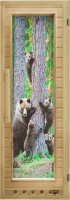 

Деревянная дверь для бани, Элит Люкс Мишки 73x185 / DW01064
