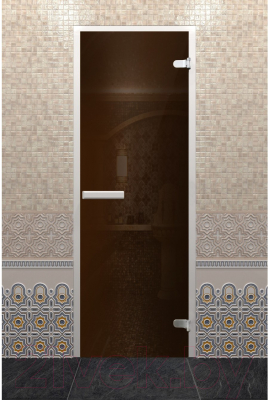 Стеклянная дверь для бани/сауны Doorwood Хамам Лайт Z-образный профиль 70x190 / DW02378 (бронза)