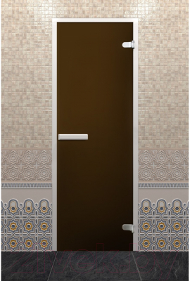 Стеклянная дверь для бани/сауны Doorwood Хамам Лайт Z-образный профиль 70x190 / DW02380 (бронза матовый)
