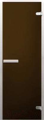 Стеклянная дверь для бани/сауны Doorwood Хамам Лайт Z-образный профиль 80x200 / DW02381 (бронза матовый)