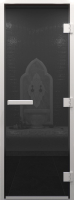 Стеклянная дверь для бани/сауны Doorwood Хамам без нижнего порога 81x200 / DW03526 (правая, графит) - 