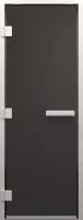 Стеклянная дверь для бани/сауны Doorwood Хамам без нижнего порога 71x200 / DW03511 (левая, графит матовый) - 