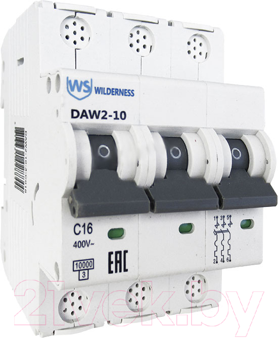 Выключатель автоматический Wilderness DAW2-10 3P 16A D 10kA / DAW2-10-3-D016