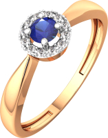 Кольцо из розового золота ZORKA 2D1082.14K.R (р.17, с бриллиантом и сапфиром) - 