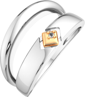 Кольцо из комбинированного серебра ZORKA 02D0013.G14K (р.17, с бриллиантом) - 