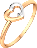 Кольцо из розового золота ZORKA 2D0071-9K (р.16.5, с бриллиантом) - 