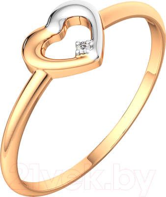 Кольцо из розового золота ZORKA 2D0071-9K (р.16.5, с бриллиантом)