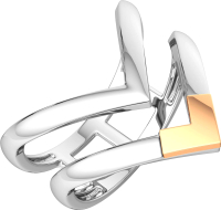 Кольцо из комбинированного серебра ZORKA 0200085.G14K (р.18, с золотой вставкой) - 