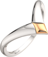 Кольцо из комбинированного серебра ZORKA 0200083.G14K (р.17, с золотой вставкой) - 