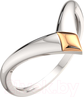 Кольцо из комбинированного серебра ZORKA 0200083.G14K (р.17, с золотой вставкой)